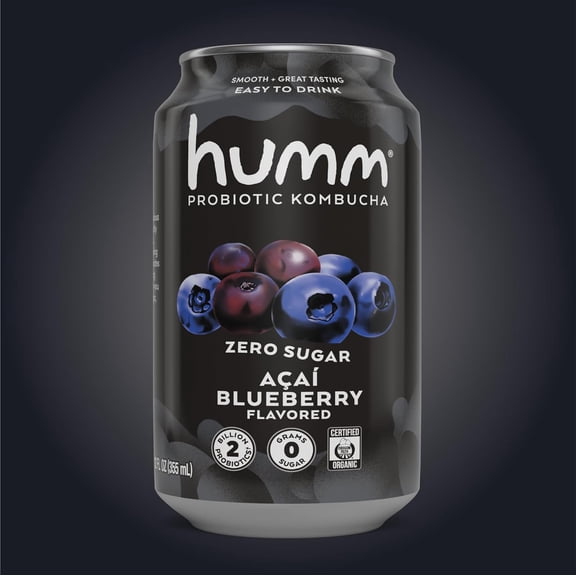 Humm Probiotic Kombucha Zero Sugar Acai Blueberry I 12oz  (4-Can)