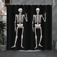 thumbnail image 1 of JOOCAR Cool Halloween Skull Shower Curtain, Funny Gothic Skeleton Day of Death Goth Bathroom Decor, Waterproof Fabric Polyester Curtain Set, with 12 Hooks 72 x 72 Black White, 1 of 6