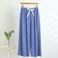 thumbnail image 2 of biudgviw Pajama Pants for Women Soft Wide Leg Sleep Pants Sleepwear Tie Knot Cute Pj Bottoms Elastic Waisted Lounge Palazzo Trousesr, 2 of 3