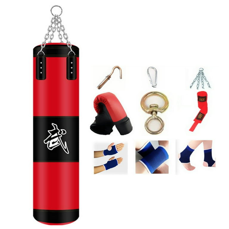 Boxing Bag 4ft Unfilled Heavy Punching Bag Sparring Training Sandbag with  Gloves Hand & Wrist & Ankle Guards Chain Ceiling Hook Hand Strap for Adults  Home Gym MMA Kickboxing Boxing Karate Mu 