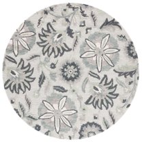 SAFAVIEH Blossom Riley Floral Area Rug, Ivory/Blue, 6' x 6' Round