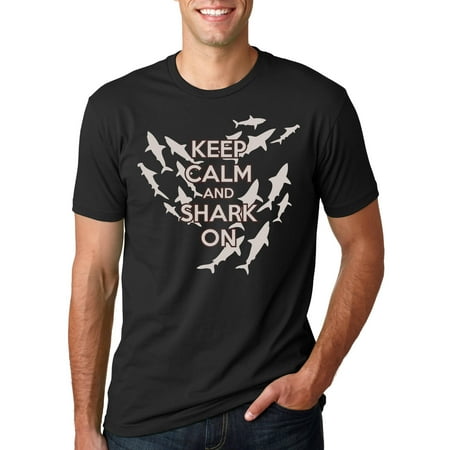 Crazy Dog T-shirts Keep Calm and Shark On T Shirt Funny Aquatic Meme (Best Way To Keep Shirt Tucked In)