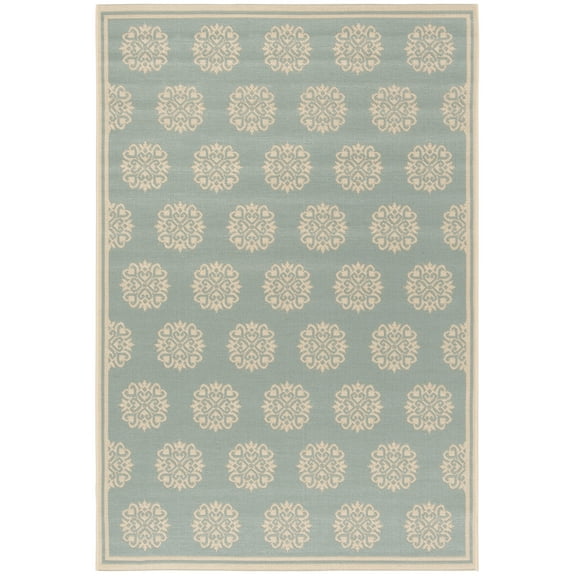 SAFAVIEH Beach House Regent Geometric Indoor/Outdoor Area Rug, Aqua/Cream, 2'2" x 4'