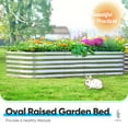 thumbnail image 4 of Quictent Galvanized Tall Raised Garden Bed Kit, 6x3x1.5 ft Oval Large Planting Box Rubber Strip Edging, for Vegetables Outdoor Double Strengthened by Vertical Bar and Crossbar with Liner (Silver), 4 of 8