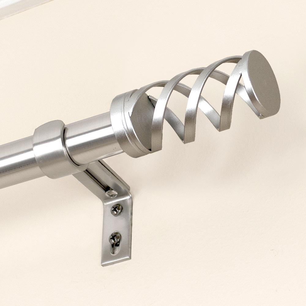 Lumino 1" and 5/8" Nickel Aberdeen Cage Adjustable Double Curtain Rod Set, 42"-120"