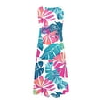 thumbnail image 4 of Dvprdro Womens Sundress Summer Fashion Floral Printed Crew Neck Sleeveless Pleated Flowy Boho A Line Tank Casual Loose Beach Mini Dress, 4 of 5