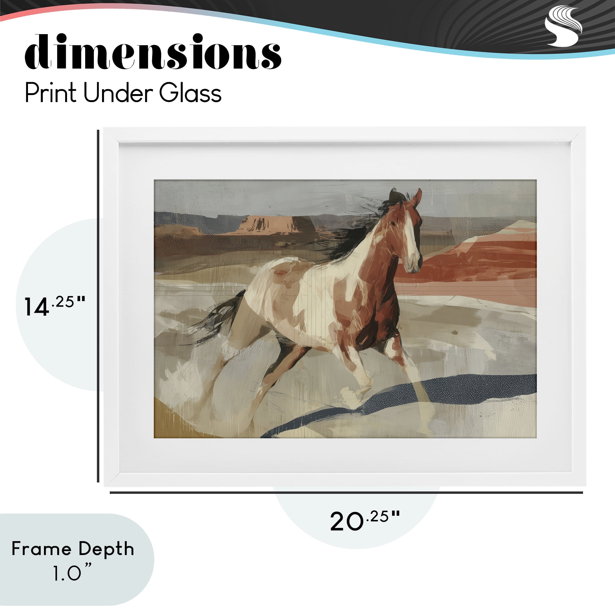 Stupell Industries Wild Horse Across Plains White Framed Print Under Glass, design by Chromatic Storm Studio