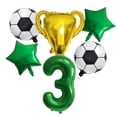 thumbnail image 1 of Set de globos con forma de campeón de fútbol, 6 unidades, lámina, color verde, número 3, 1 of 1