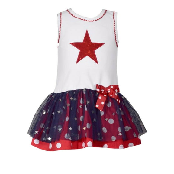 Infant & Toddler Girls Red White & Blue Patriotic Party & Summer Holiday Dress