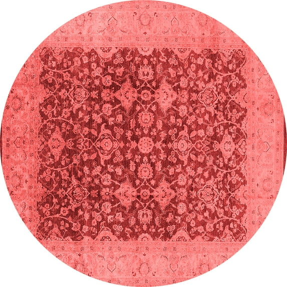 Ahgly Company Indoor Round Oriental Red Industrial Area Rugs, 6' Round