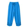 thumbnail image 5 of Flowy Pants for Women Casual High Waisted Wide Leg Loose Pant Plus Size Drawstring Split Hem Business Trousers with Pockets, 5 of 6
