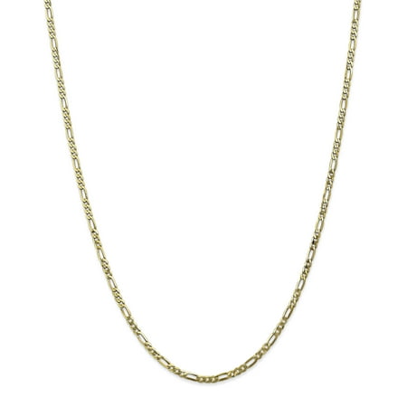 10k Yellow Gold 2.75mm Flat Link Figaro Necklace Chain Pendant Charm Gifts For Women For Her