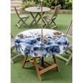 thumbnail image 4 of Outdoor Tablecloth with Umbrella Hole for Patio/Picnic/Party/Camping, Blue Blooms Floral Waterproof Table Cloth Round Cover Washable, Farmhouse Spring Flowers Botanical (Dia 54"), 4 of 8