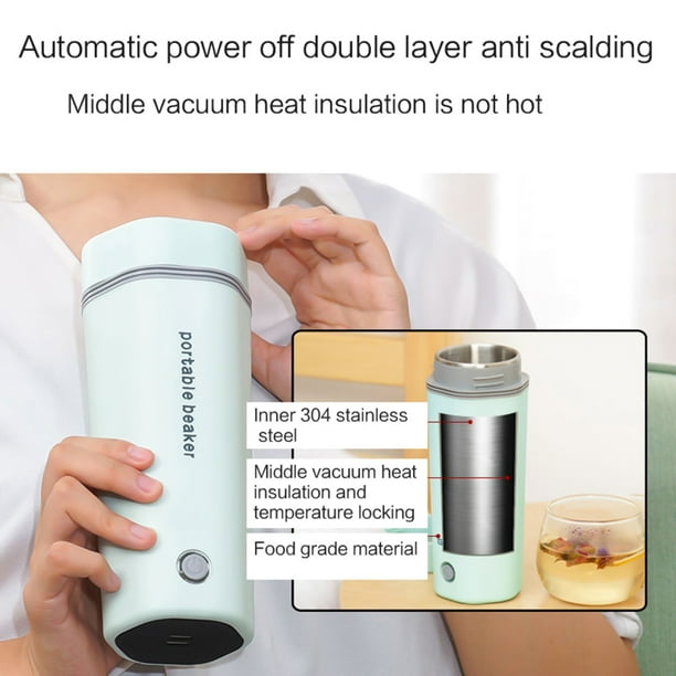 Portable Electric Kettle For Boiling Water 350Ml Travel Beaker Tea Kettle Hot Water Boiler Stainless Steel Automatic Shut Off For Making Tea Coffee