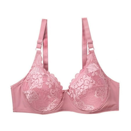 

Spdoo Women Bras Plus Size Adjustable Breathable Three-breasted Underwear Sexy Underwire Push Up Lingerie Dark Pink 38