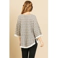 thumbnail image 3 of Heathered Striped Knit Bell Sleeve Round Neck Top, 3 of 5