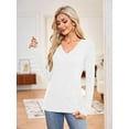 thumbnail image 2 of JYLFC Womens Tops V-Neck Long Sleeve Brushed Pullover Sweater, White M, 2 of 4