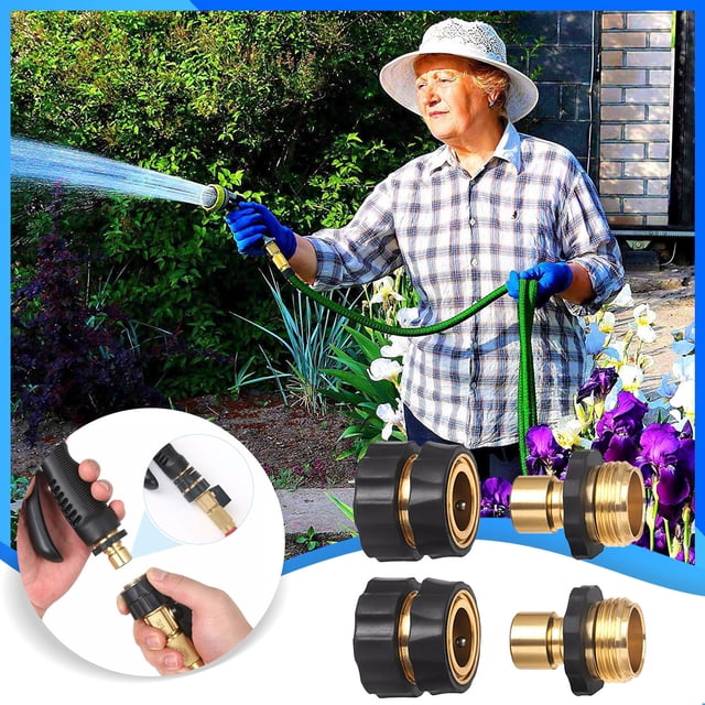 PEONAVET Water Connector 3/4 Inch Garden Hose Fitting Quick Connector Male and Female Set, 2 Set