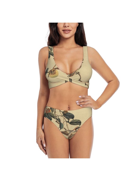 Vsdgher Fall Gnomes Print Two-piece cross bikini for woman Swimsuit Bathing Suit High Waisted Sexy Cutout Bathing Suits