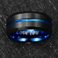 thumbnail image 5 of 10mm Black Tungsten Carbide Ring with Blue Groove Men's Wedding Band Engraved I Love You Size 7-17, 5 of 5