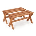 thumbnail image 5 of 36" Outdoor Wood Bench - Teak Oil Finish - Backless Patio Dining Seat for 2 - Hardwood Garden Bench - 660lbs Capacity, 5 of 9