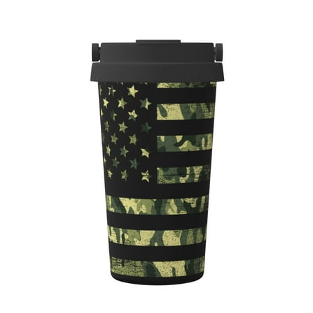 

Tebeau American Flag Camo Print Travel Coffee Mug Insulated Coffee Cup with Leakproof Lid Coffee Tumbler Reusable Coffee Cups with Seal Lid