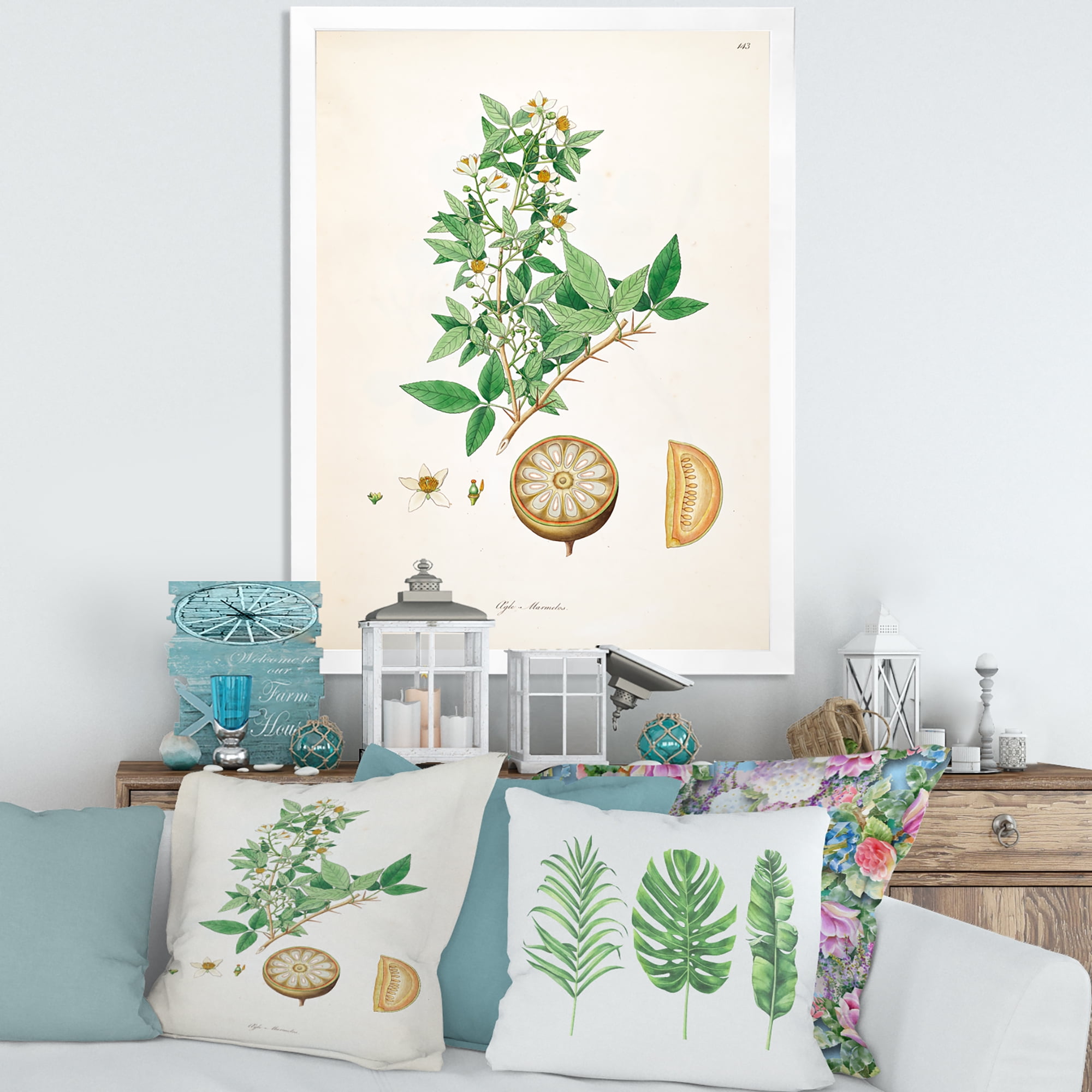 Designart 'Ancient Plant Life X' Farmhouse Framed Art Print