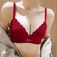 thumbnail image 3 of Ohufall Womens Wirefree Bras Solid Color Lace Trim Deep V Bra Fine Strap Fashion Everyday Underwear, 3 of 4