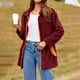 thumbnail image 2 of Tops de manga larga,Chaqueta informal para mujer, manga larga, bolsillo con cremallera en contraste, cuello alto, poliéster, corte holgado para uso diario, sopatenor, 2 of 9