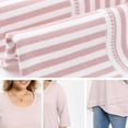 thumbnail image 5 of Women's Plus 3/4 Sleeve Striped Loose Casual Tunic Top Scoop Neck High Low Hem Blouse 1X Pink, 5 of 6
