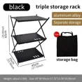 thumbnail image 3 of Estante de tres niveles para almacenamiento al aire libre, estante plegable portátil para acampar, Picnic, barbacoa, estante de almacenamiento, mesa plegable para jardín, 3 of 4