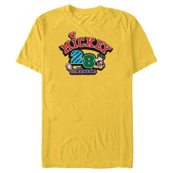 Disney Mickey Mouse 28 Varsity - Short Sleeve Blended T-Shirt for Adults - Customized-Yellow