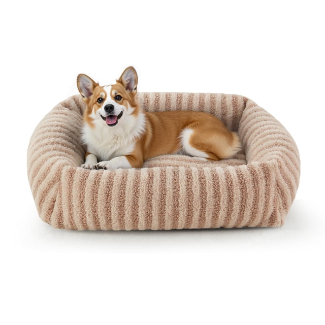 Cama para perro MIXJOY, tamaño mediano, 76 x 61 x 20 cm, lavable, de felpa, color beige