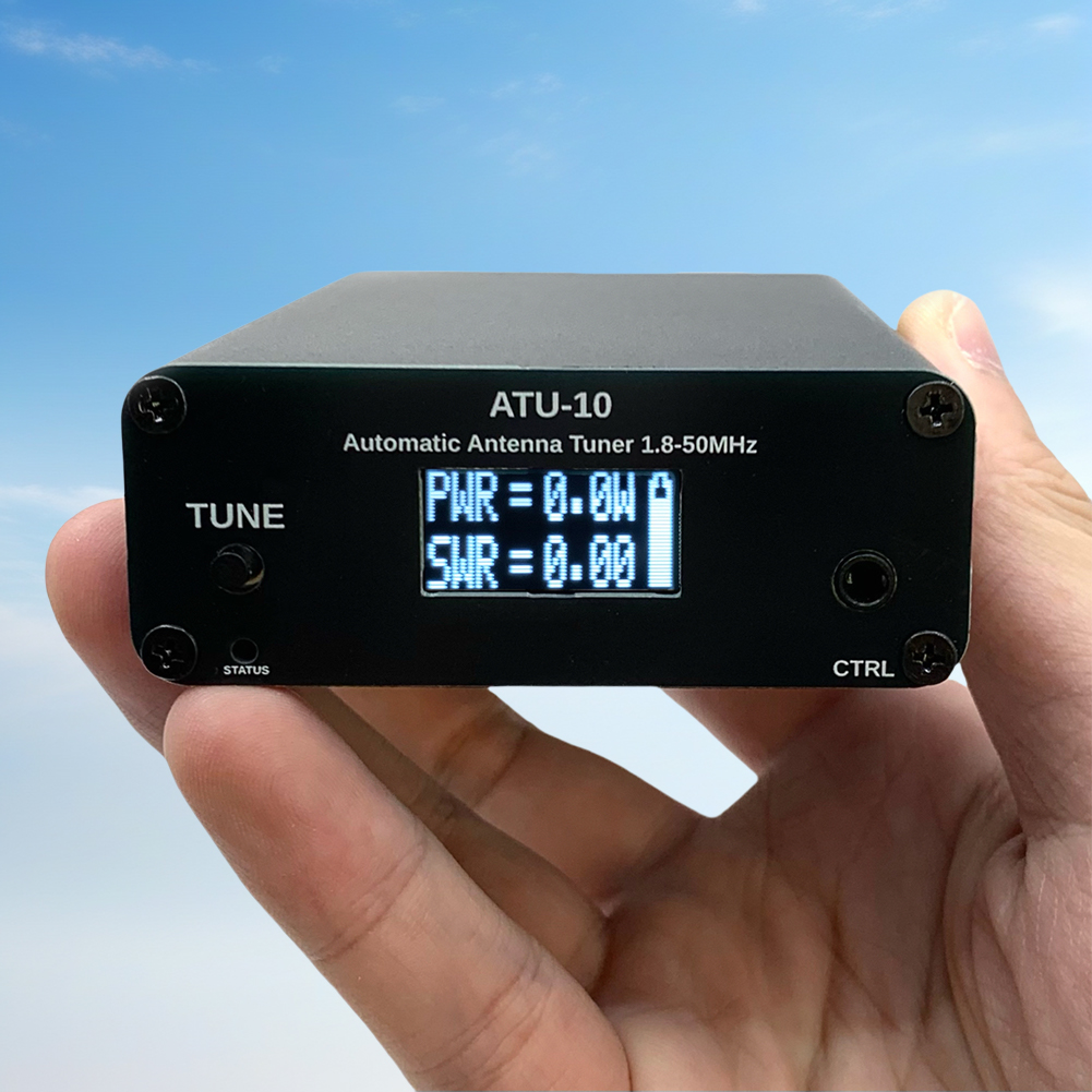 HUISZJ ATU-10 ATU10 Automatic Antenna Tuner, 1-15W Antenna Automatic Tuner, 1.8-50MHz 0.91 Inch OLED Display(Black)