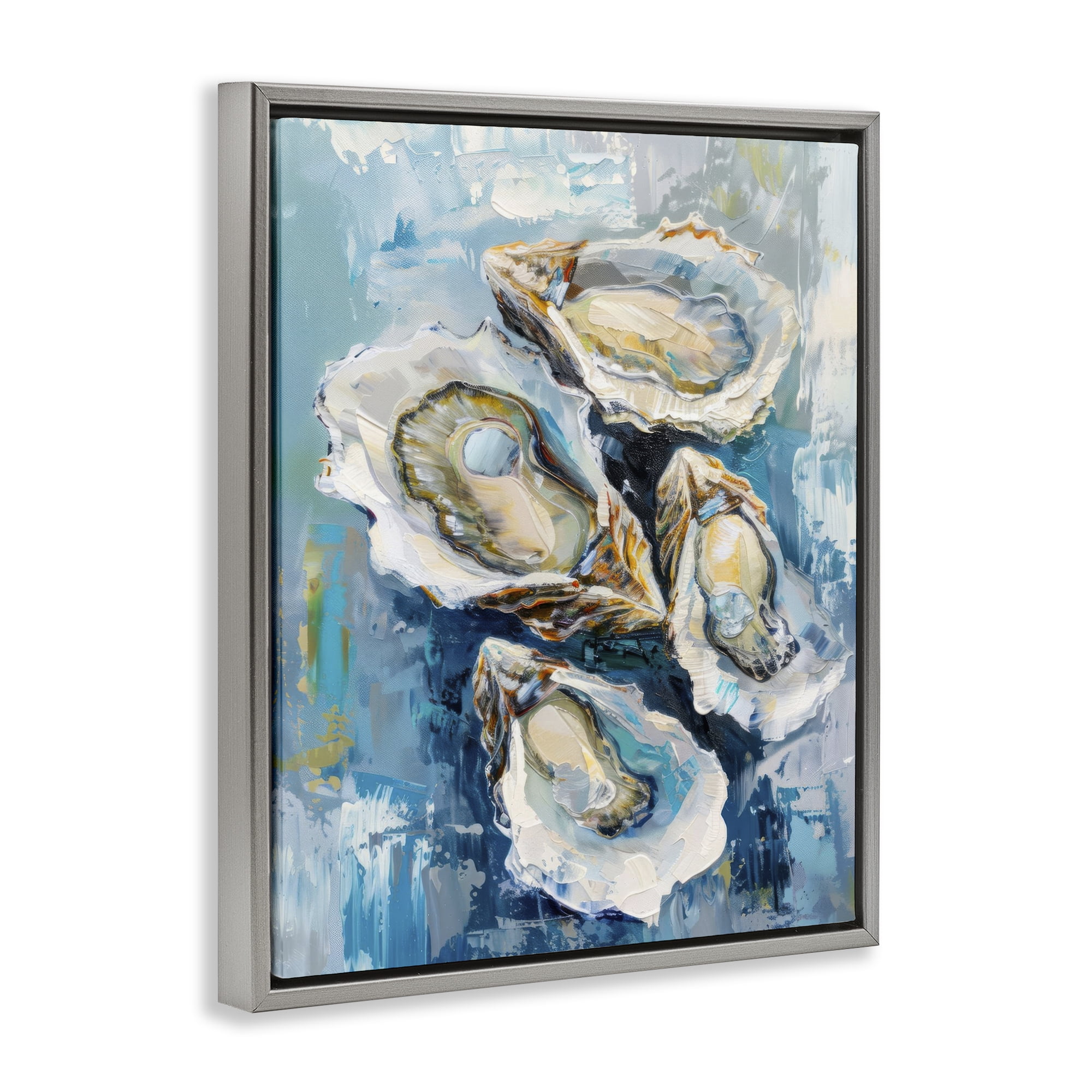 Stupell Industries Freshly Shucked Oysters Food & Beverage Painting Gray Floater Framed Canvas Art Print Wall Art, 25 x 31