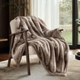 thumbnail image 4 of EVERGRACE Ultra Soft Luxury Fluffy Mink Faux Fur Throw Blanket, Thick Warm Fall Winter Blankets for Bed, Couch, Cozy Plush Reversible Blanket for Chair, Sofa (Ombré Hazel Brown, 60"x80"), 4 of 8