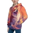 thumbnail image 2 of Kdxio Sunset Cloud Corgi Pattern Boys Athletic Unisex Boys Girls Hoodie with Pocket Sweatshirts-Large, 2 of 6