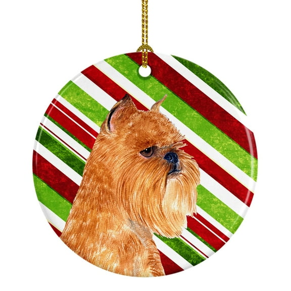 Brussels Griffon Candy Cane Holiday Christmas Ceramic Ornament SS4563