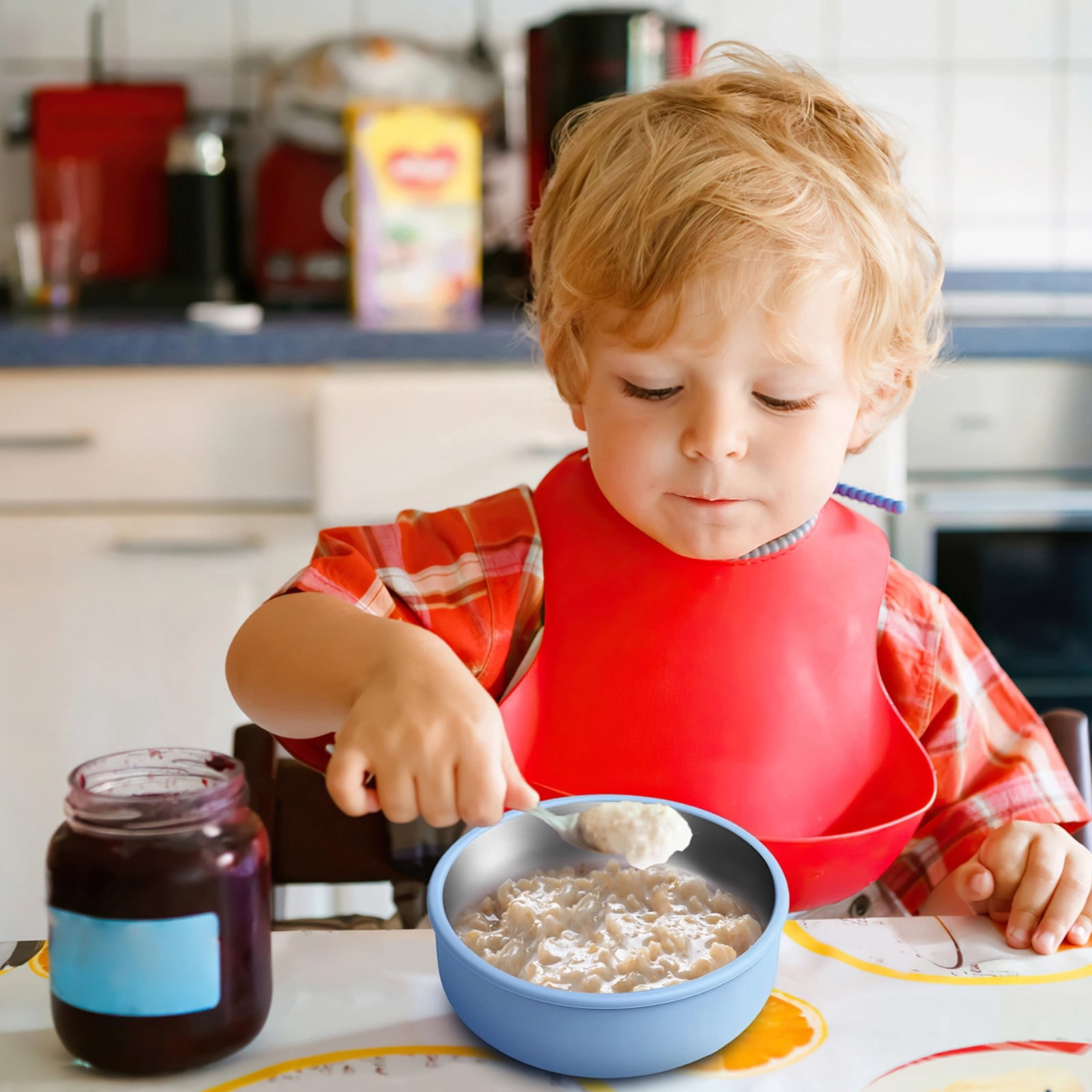4 Pcs Stainless Steel Baby Bowls with Suction, Kids Bowls Set, Silicone Suction Base, 4 Color Choices, Long-lasting & Rust-resistant, Ideal for Babies & Toddlers