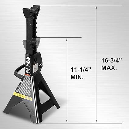 BLACK JACK Steel Jack Stands: 3 Ton (6,000 lb.) Capacity, Black, 1 Pair