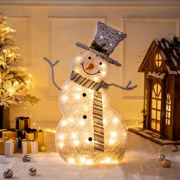 TeqHome Christmas Snowman Decorations Collapsible Battery Operated Lighted Snowman for Christmas Decoration Party Favors