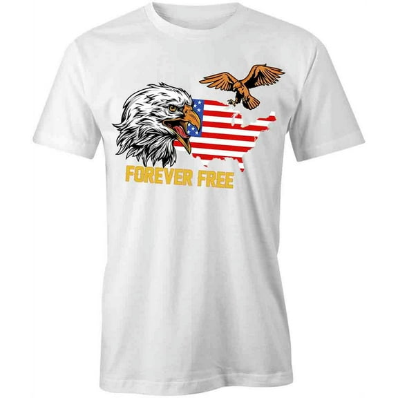 Forever Free American Flag T-Shirt | Patriotic American White Tee Gift