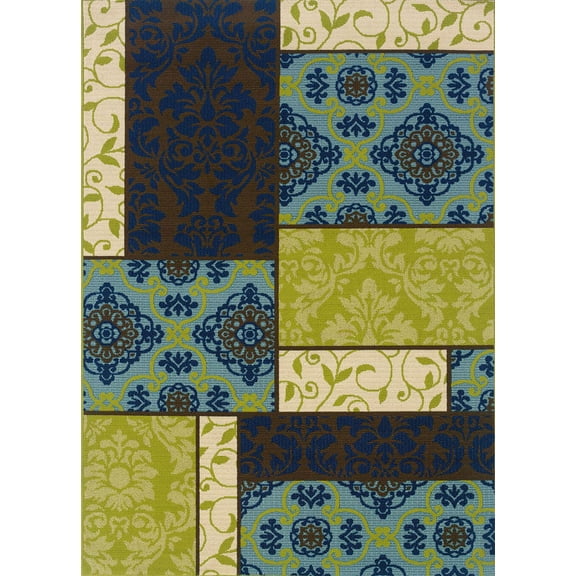 Moretti Crowne Indoor/Outdoor Area Rug 3066V Brown Patio Panels 5' 3" x 7' 6" Rectangle
