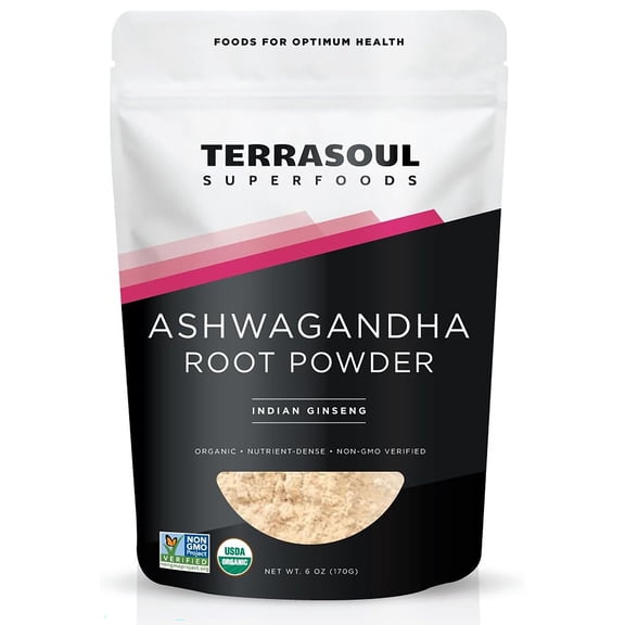 Terrasoul Superfoods Organic Ashwagandha Root Powder, 6 Oz - Stress Adaptogen | May Improve Sleep