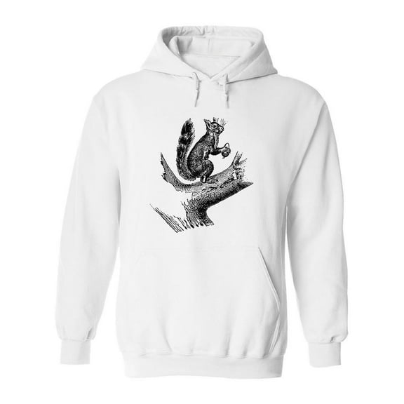 Squirrel Pencil Drawing Hoodie Men -Image by Shutterstock, Male 3X-Large