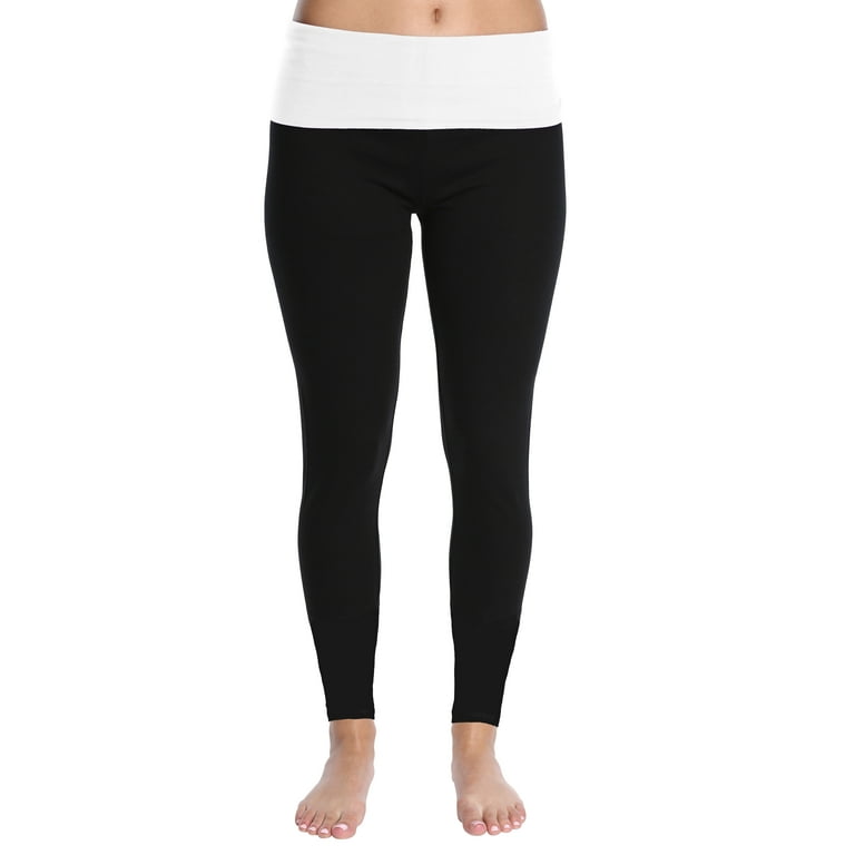 Blis Women Yoga Workout Legging Pant with Foldover Color Waistband