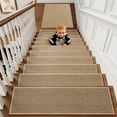 thumbnail image 4 of SIXHOME 31"x31" Non-Slip Stair Treads with Rubber Backing - Indoor Washable Stair Mats for Wooden Steps, Pets & Kids-Friendly Beige Stair Rug, 4 of 6