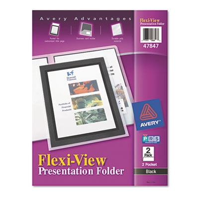 Flexi View 2 Pocket Folders - Flexi-View Two-Pocket Polypropylene Folder, Translucent/Black, 2/Pack, Sold as 1 Package, 2 Each per Package