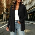 thumbnail image 3 of Rrxhxhs Lightweight Cardigans for Women Solid Color Open Front Long Sleeve Soft Jersey Knit Sweater Cover Up with Pockets,Black,L, 3 of 9