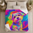 thumbnail image 5 of Vibrant Neon Psychedelic Dog Portrait Pop Art, Dramatic Pet Portrait Pattern, Warm Flannel Blanket for Living Room and Bedroom, Dog Lovers Just Because Gift, Pet Lover Home Decor, 5 of 9